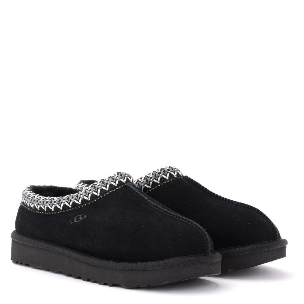 UGG Tasman Black Wool Suede Slippers